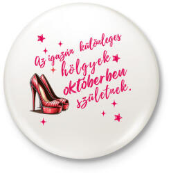 printfashion Szülinap október tűsarkú - Kitűző, hűtőmágnes - Fehér (16838567)