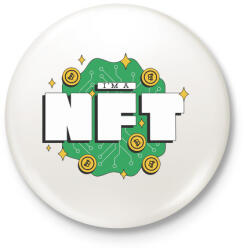 printfashion NFT vagyok - non fungibe token - Kitűző, hűtőmágnes - Fehér (5644076)