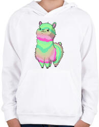 printfashion Szivárvány alpaca - Gyerek kapucnis pulóver - Fehér (16162735)