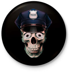 printfashion rendőr koponya - Kitűző, hűtőmágnes - Fekete (3097338)