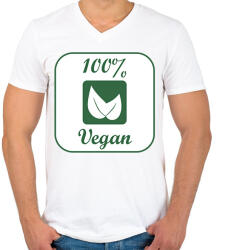 printfashion Vegán logó - Férfi V-nyakú póló - Fehér (12695286)