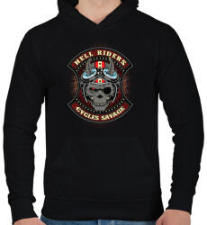 printfashion Pokoli motoros - Férfi kapucnis pulóver - Fekete (49189)