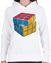 printfashion Rubik kocka - Női kapucnis pulóver - Fehér (1651109)