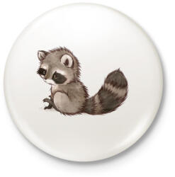 printfashion Cute Raccoon - Kitűző, hűtőmágnes - Fehér (3079136)