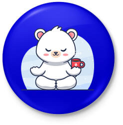 printfashion Meditáló jegesmedve - Kitűző, hűtőmágnes - Királykék (14520171)