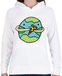 printfashion Pizzearth! - Női kapucnis pulóver - Fehér (2284730)