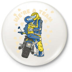 printfashion Motoros pár - Kitűző, hűtőmágnes - Fehér (7528638)