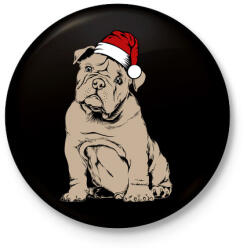 printfashion Bulldog karácsony - Kitűző, hűtőmágnes - Fekete (3093160)