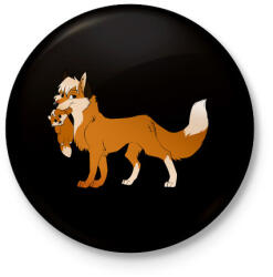 printfashion Róka és kisróka - Kitűző, hűtőmágnes - Fekete (4825324)