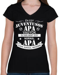 printfashion Juventusos apa - Női V-nyakú póló - Fekete (10855128)