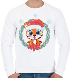 printfashion Tigris baba karácsonya - Férfi pulóver - Fehér (5590035)
