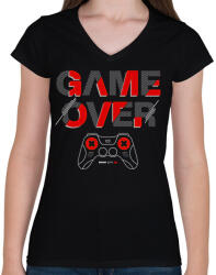 printfashion gamer - Női V-nyakú póló - Fekete (13705716)
