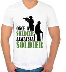 printfashion Once a soldier - Férfi V-nyakú póló - Fehér (7700026)
