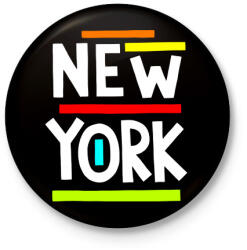 printfashion NEW YORK - Kitűző, hűtőmágnes - Fekete (3094496)