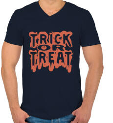 printfashion Trick or Treat véres - Férfi V-nyakú póló - Sötétkék (1852808)