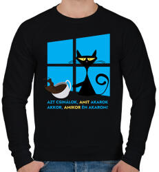printfashion Azt csinálok, amit akarok / Akkor, amikor én akarom! - macskás - cicás Vicces póló minta - Férfi pulóver - Fekete (12010950)