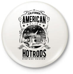 printfashion Amerikai Hotrods - Kitűző, hűtőmágnes - Fehér (3074182)
