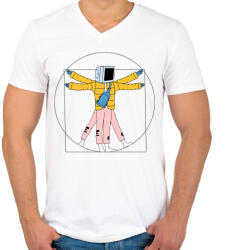 printfashion Leonardo napjainkban - Férfi V-nyakú póló - Fehér (2115741)
