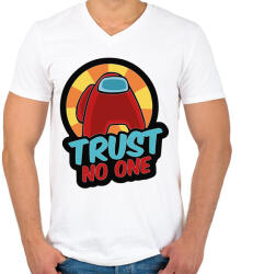 printfashion Among us trust no one - Férfi V-nyakú póló - Fehér (4188761)