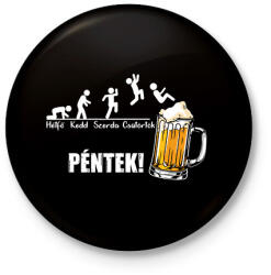 printfashion Vicces sörös hét - Kitűző, hűtőmágnes - Fekete (7539670)