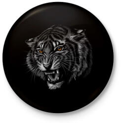 printfashion Tigris portré - Kitűző, hűtőmágnes - Fekete (4846867)