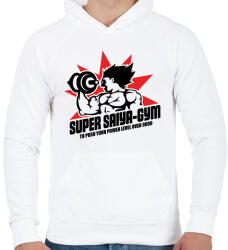 printfashion Super Saiyan Gym - Férfi kapucnis pulóver - Fehér (1480467)