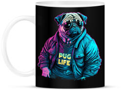 printfashion Pug Life - Mopsz - Bögre - Fekete (11786580)