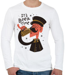 printfashion Sör szünet - Beer time - Férfi hosszú ujjú póló - Fehér (4358572)
