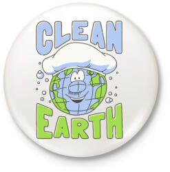printfashion Clean Earth - Kitűző, hűtőmágnes - Fehér (3084085)