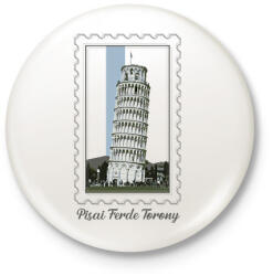printfashion Pisai Ferde Torony - Kitűző, hűtőmágnes - Fehér (7424970)