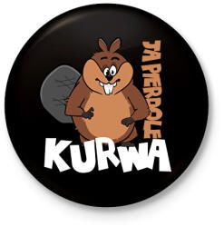 printfashion Bober Kurwa - White - Kitűző, hűtőmágnes - Fekete (16770350)