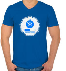printfashion KARÁCSONY LOADING - Férfi V-nyakú póló - Királykék (9553396)