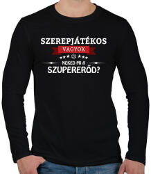 printfashion Szerepjátékos vagyok, neked mi a szupererőd? - Férfi hosszú ujjú póló - Fekete (2679700)