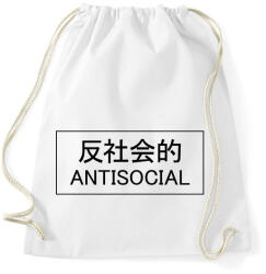 printfashion Japanese antisocial - black - Sportzsák, Tornazsák - Fehér (7034016)
