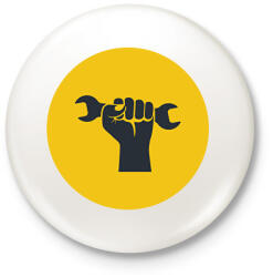 printfashion Autószerelős minta - sárga - Kitűző, hűtőmágnes - Fehér (6565300)