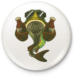 printfashion Hal és sör - Kitűző, hűtőmágnes - Fehér (13323887)