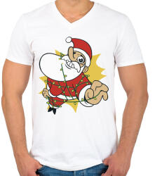 printfashion Mikulás a pácban - Férfi V-nyakú póló - Fehér (5528850)