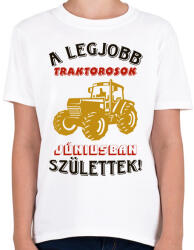 printfashion Traktoros szülinapja június - Gyerek póló - Fehér (5749365)