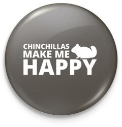 printfashion Chinchillas make me happy - Kitűző, hűtőmágnes - Sötétszürke (13428488)