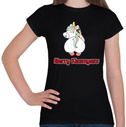 printfashion Merry Kiss my ass unikornis - Női póló - Fekete (14631391)