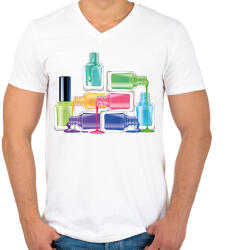 printfashion Körömlakkok - Férfi V-nyakú póló - Fehér (6558396)