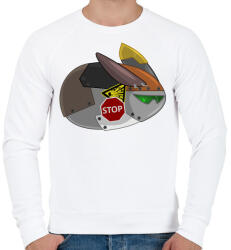 printfashion Flying Robot Rabbit - Férfi pulóver - Fehér (503616)