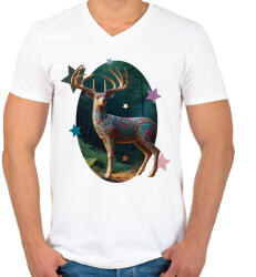 printfashion Szarvas - Férfi V-nyakú póló - Fehér (14795837)