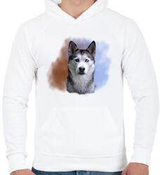 printfashion husky-portré - Férfi kapucnis pulóver - Fehér (1604760)