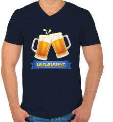 printfashion Oktoberfest - Férfi V-nyakú póló - Sötétkék (1788856)