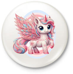 printfashion Egyszarvú kislány - Kitűző, hűtőmágnes - Fehér (14880039)