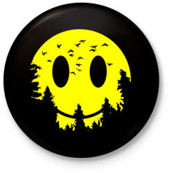 printfashion Szmájli hold - Kitűző, hűtőmágnes - Fekete (3092435)