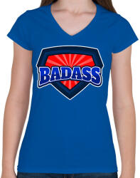 printfashion BADASS - Női V-nyakú póló - Királykék (9968998)