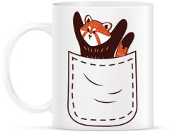 printfashion Vörös panda zsebben - Bögre - Fehér (13329346)