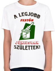 printfashion Festő szülinapja június színes - Gyerek póló - Fehér (5475379)